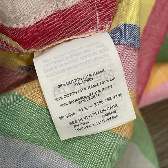 J Crew Women's Rainbow Candy Striped Pockets Linen Blend Dress Sz XXS - Picture 8 of 9